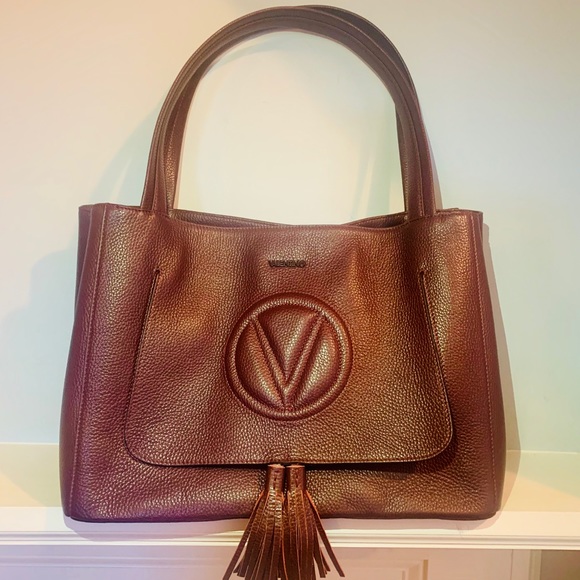 valentino ollie leather tassel tote